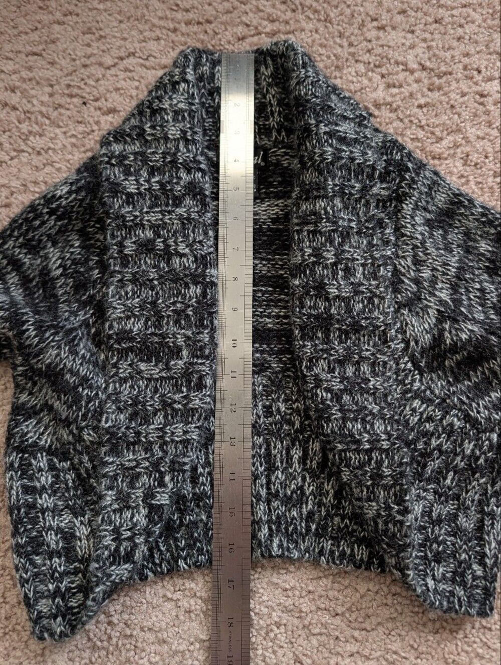 Wet Seal Womens Black Gray Marled Y2K Cropped Knit Shrug Cardigan Size Medium - Picture 8 of 9